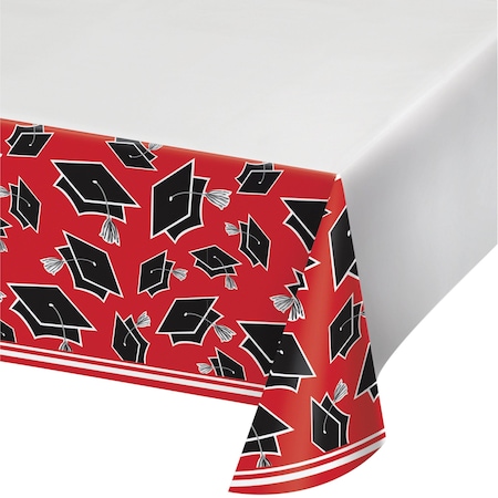 Graduation School Spirit Red Tablecloth, 102x54, 12PK